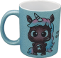 Preview: Glitzer Tasse hellblau "Einhorn Klatscht Glitzer"