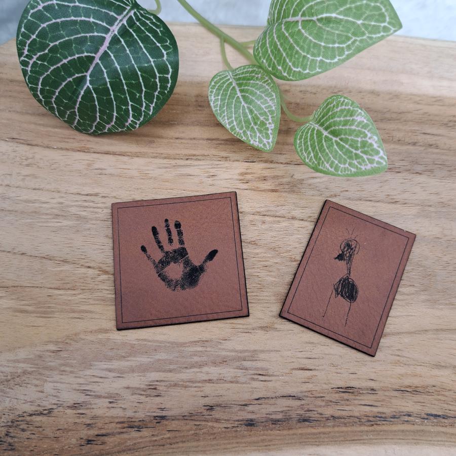 Label gemaltes Bild / Handabdruck