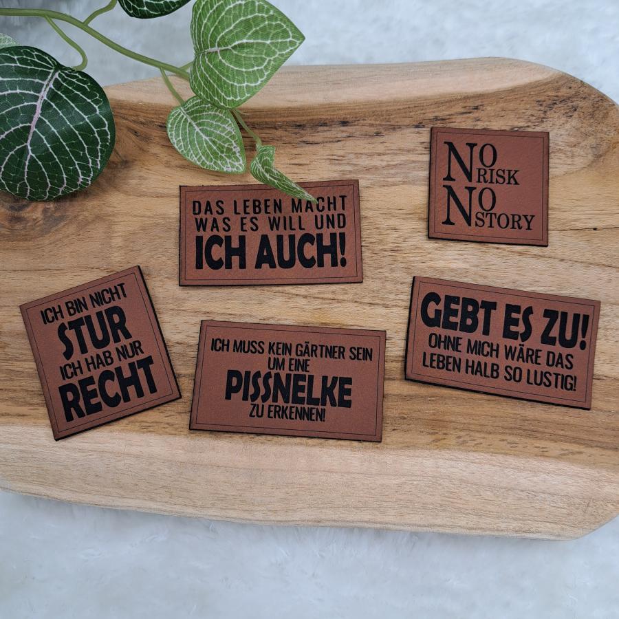 Kunstlederlabel "Sprüche 9"
