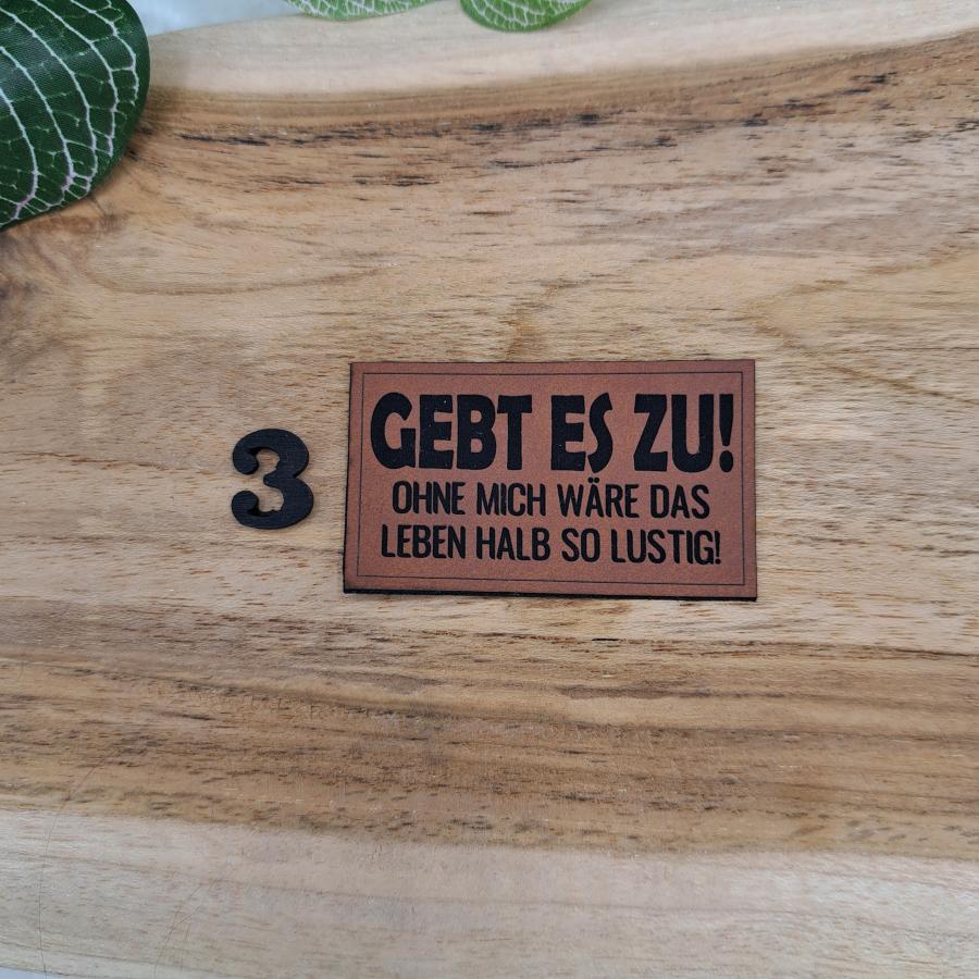 Kunstlederlabel "Sprüche 9"