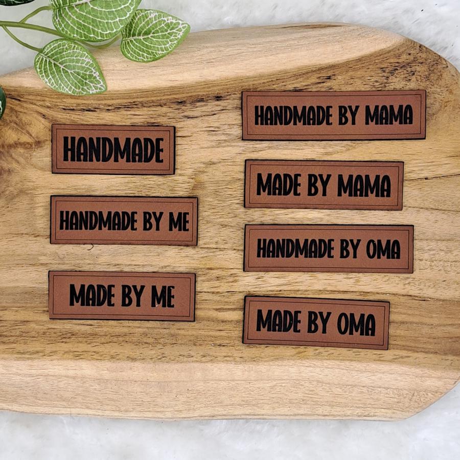 Kunstlederlabel "Handmade, Made by"