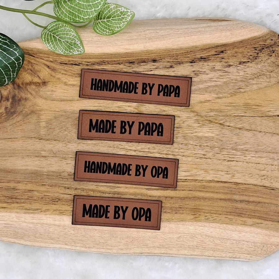 Kunstlederlabel "Handmade, Made by"