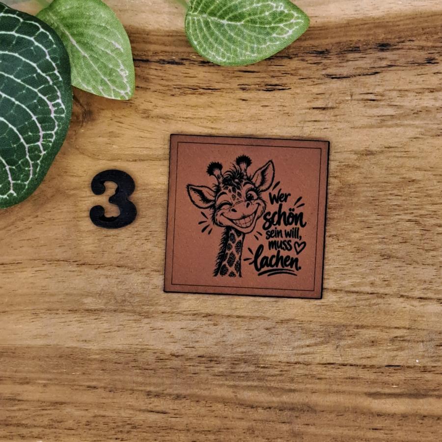 Kunstlederlabel "Wer schön sein will muss lachen"