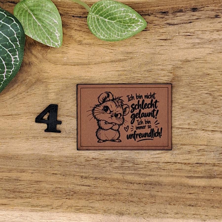 Kunstlederlabel "Lustige Tiere mit Sprüchen" 4