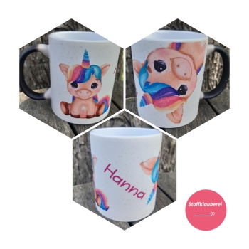 Glitzer - Farbwechseltasse "Einhorn" PERSONALISIERT