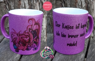 Glitzer Tasse purple "Kaffeepony"