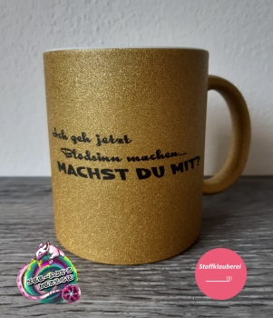 Glitzer Tasse  gelb "Tiger"