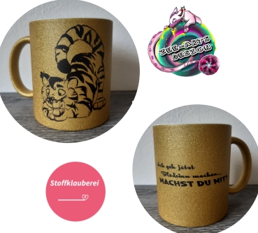 Glitzer Tasse  gelb "Tiger"