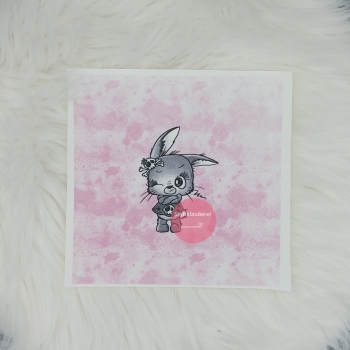 "Zorn Häschen rosa" Kunstleder 15x15cm