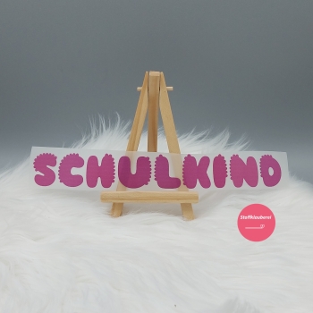 "Schulkind" dunkles rosa Bügelbild (ca. 23,5cm x 3cm)