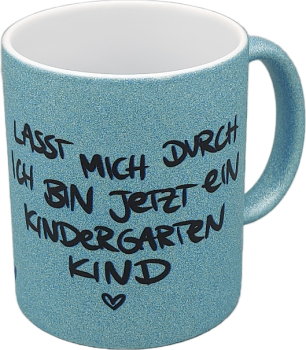 Glitzer Tasse hellblau "Kindergarten Kind"