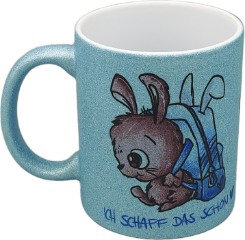 Glitzer Tasse hellblau "Kindergarten Kind"