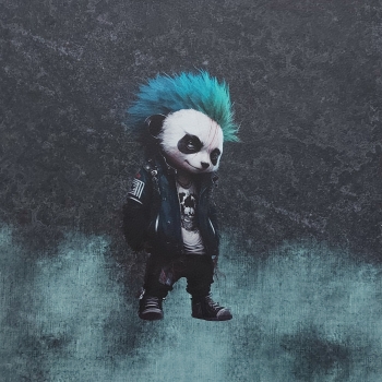 "Punk Panda" Kunstleder 40x40cm