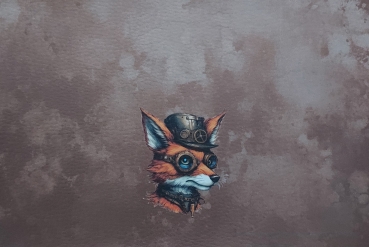 "Steampunk Fuchs" Kunstleder 17x25cm