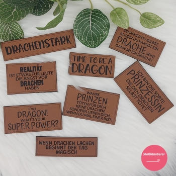 Kunstlederlabel "Drachen Sprüche"