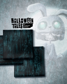 Kombistoff "Schwarz/Petrol" Halloween Tales by Thorsten Berger French Terry