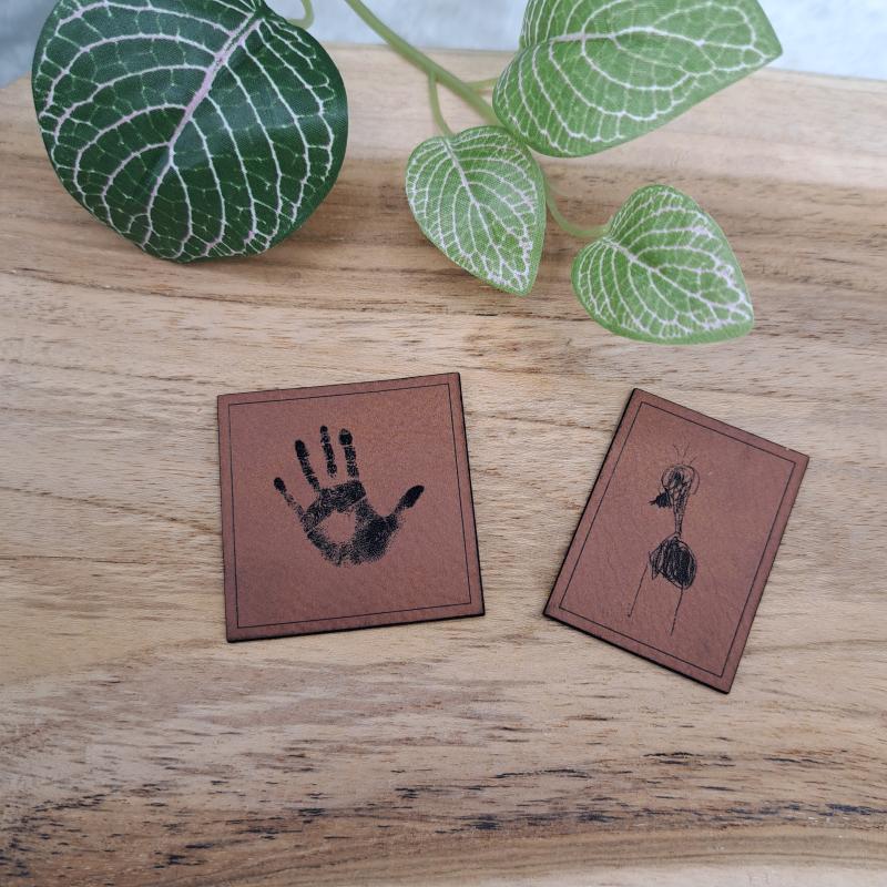 Label gemaltes Bild / Handabdruck