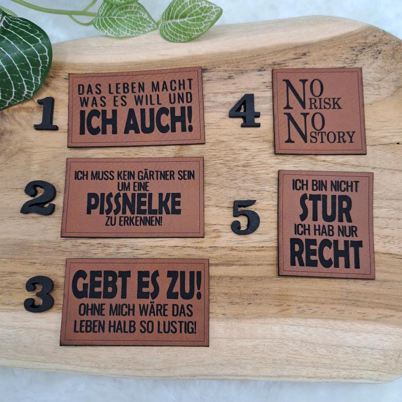 Kunstlederlabel "Sprüche 9"
