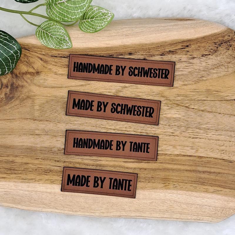 Kunstlederlabel "Handmade, Made by"