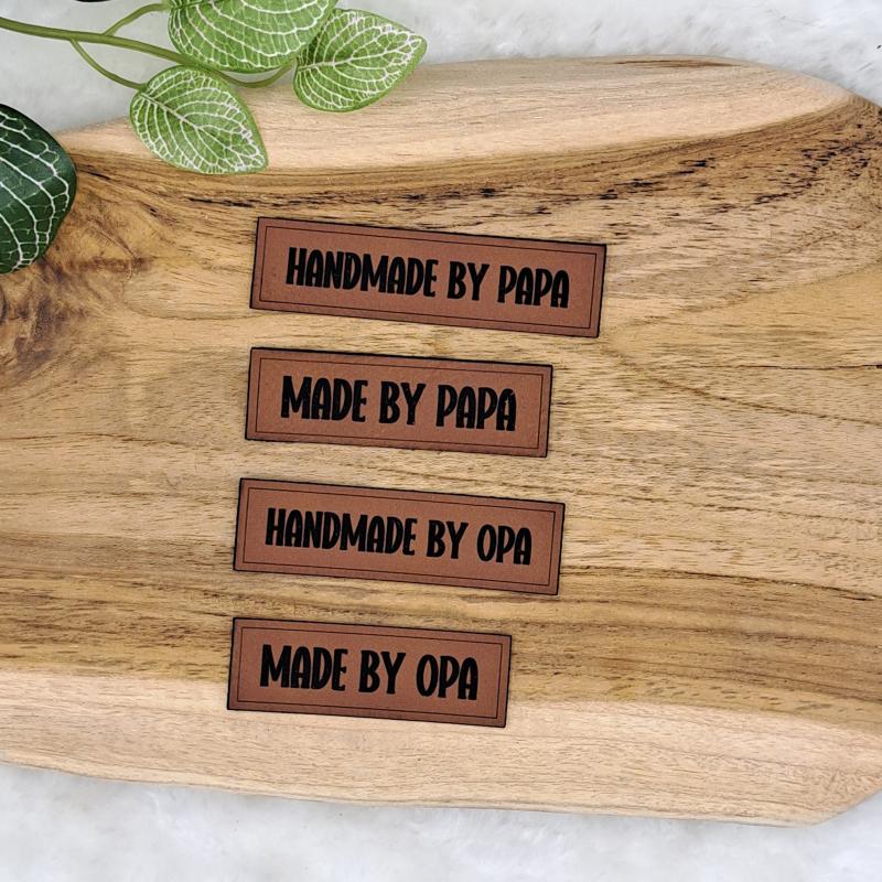 Kunstlederlabel "Handmade, Made by"