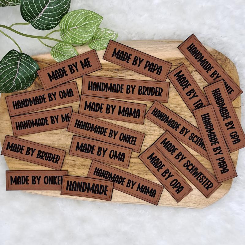 Kunstlederlabel "Handmade, Made by"