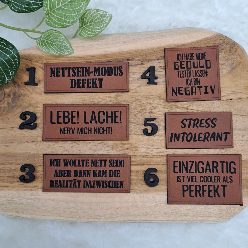 Kunstlederlabel "Sprüche 11"