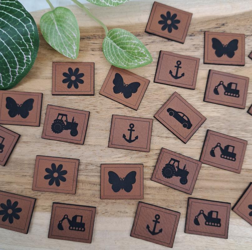 5 Stück Mini Kunstlederlabel Set