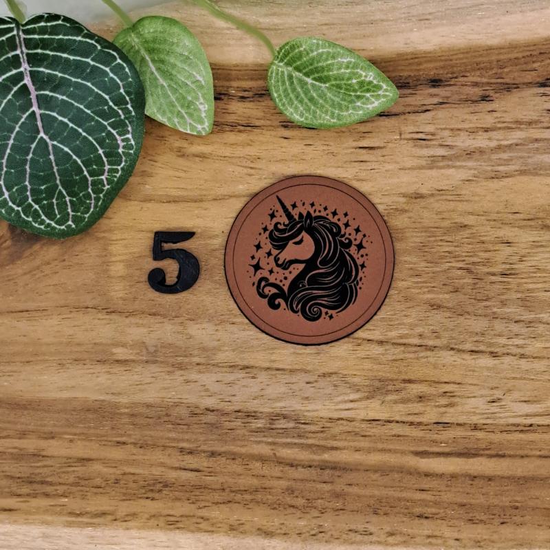 Kunstlederlabel "Einhorn" rund