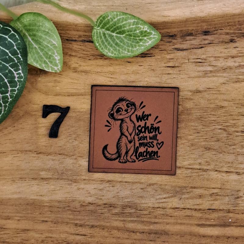 Kunstlederlabel "Wer schön sein will muss lachen"