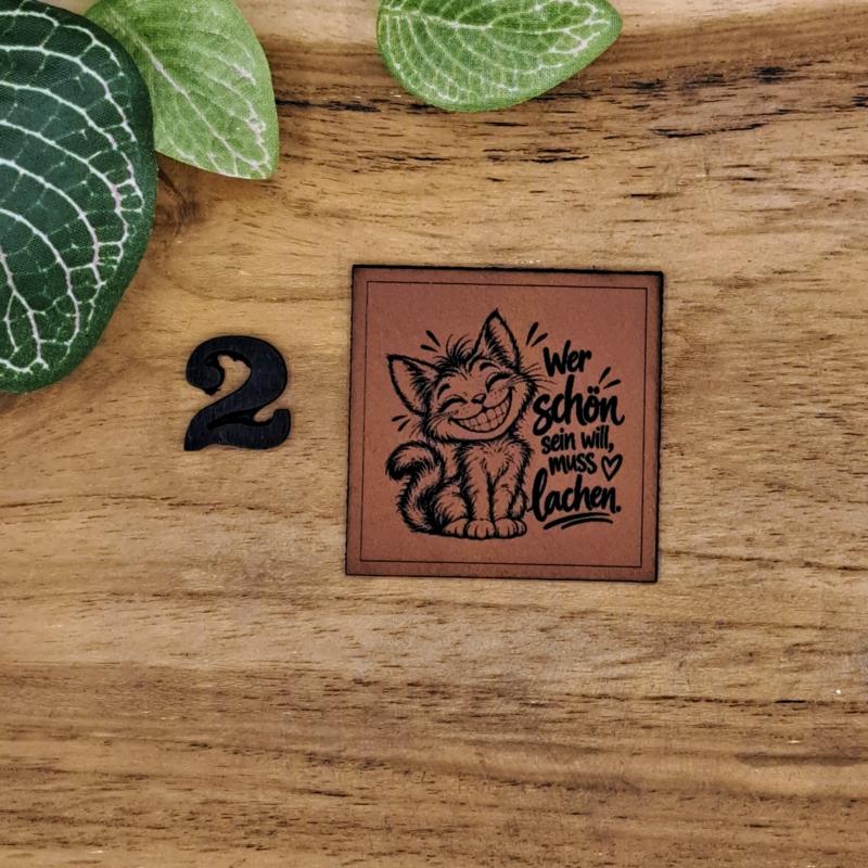 Kunstlederlabel "Wer schön sein will muss lachen"