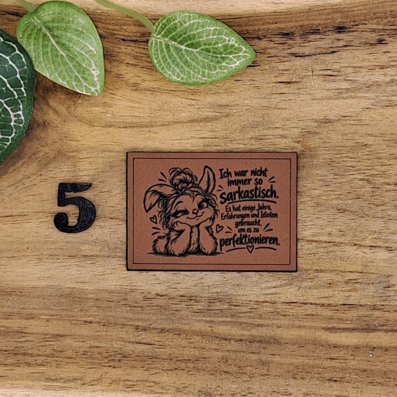 Kunstlederlabel "Lustige Tiere mit Sprüchen" 4