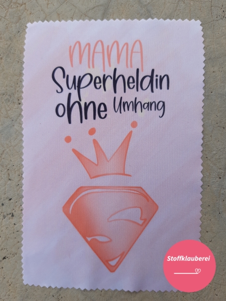 "Superheldin Mama mit Symbol" Displaytuch, Brillenputztuch ca. 10x15 cm