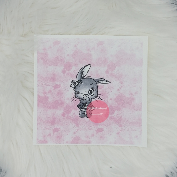 "Zorn Häschen rosa" Kunstleder 15x15cm