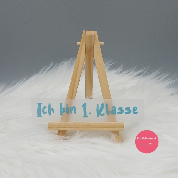 "Ich bin 1. Klasse" türkis Bügelbild (ca. 11cm x 2cm)