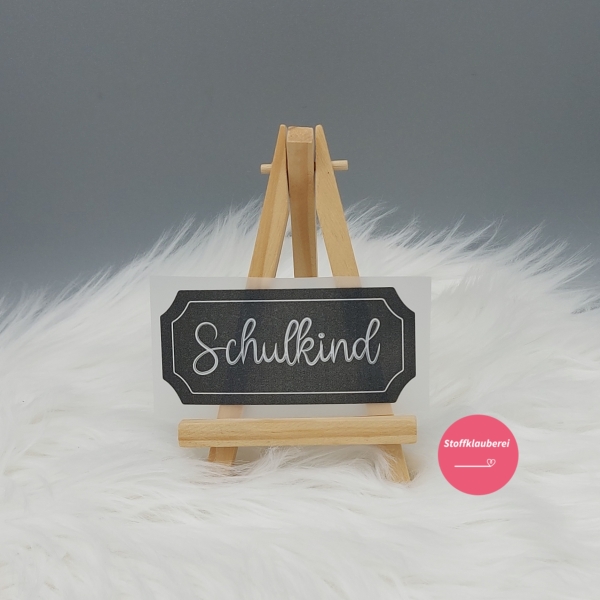 "Schulkind" Label Bügelbild (ca. 9cm x 4cm)