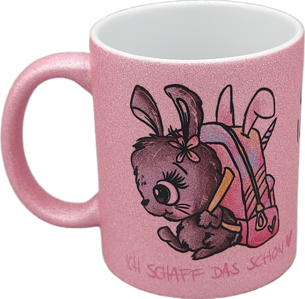 Glitzer Tasse rosa "Kindergarten Kind"