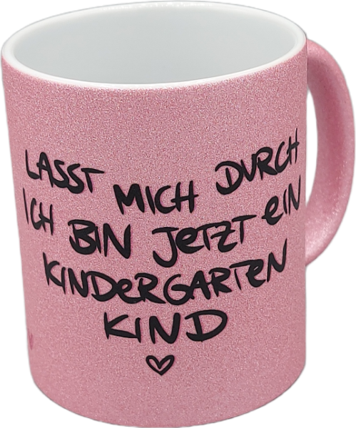 Glitzer Tasse rosa "Kindergarten Kind"