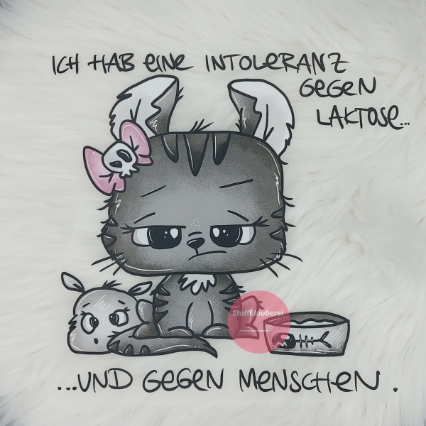 "Katze Intoleranz" Bügelbild groß (ca. 20cm x 20cm)