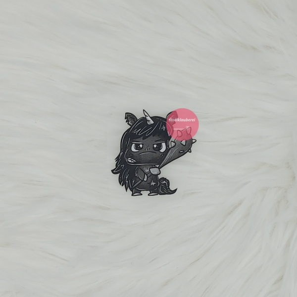 "Badcorn" schwarz Bügelbild klein (ca. 5cm X 5cm)