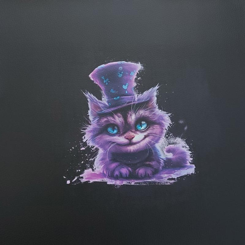 "Katze mit Hut" Kunstleder 40x40cm