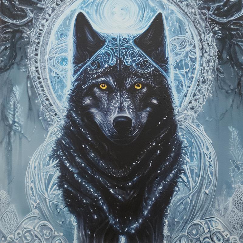 "Wolf" blau Kunstleder 40x40cm