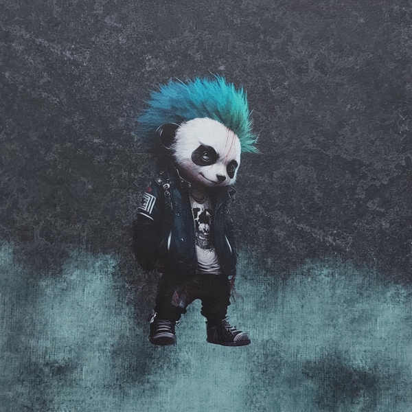 "Punk Panda" Kunstleder 40x40cm