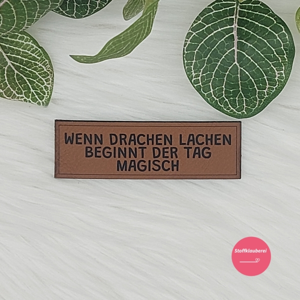 Kunstlederlabel "Drachen Sprüche"