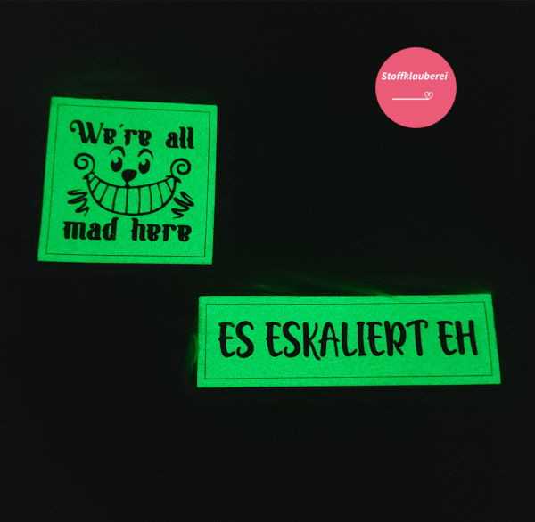 Kunstlederlabel "Glow in the dark" nach Wunsch