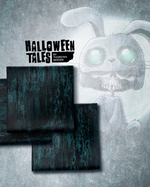 Kombistoff "Schwarz/Petrol" Halloween Tales by Thorsten Berger French Terry