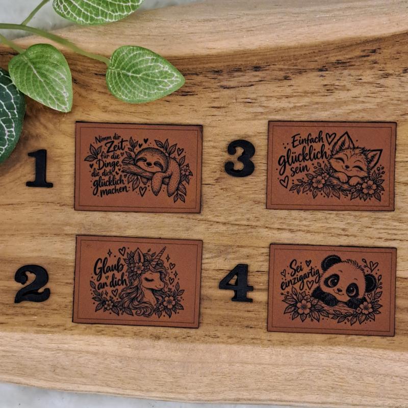 Kunstlederlabel "Süße Tiere mit Spruch"