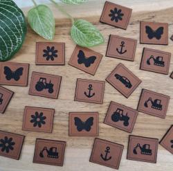 5 Stück Mini Kunstlederlabel Set