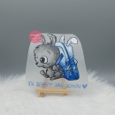 "Ich schaff das schon" blau Hase Bügelbild groß (ca. 14cm X 14cm)