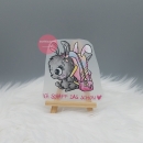 "Ich schaff das schon" rosa Hase Bügelbild mittel (ca. 9,5cm X 9,5cm)