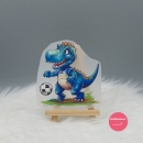 "Fußball Dino" blau  mittel (ca. 9,5cm X 9,5cm)